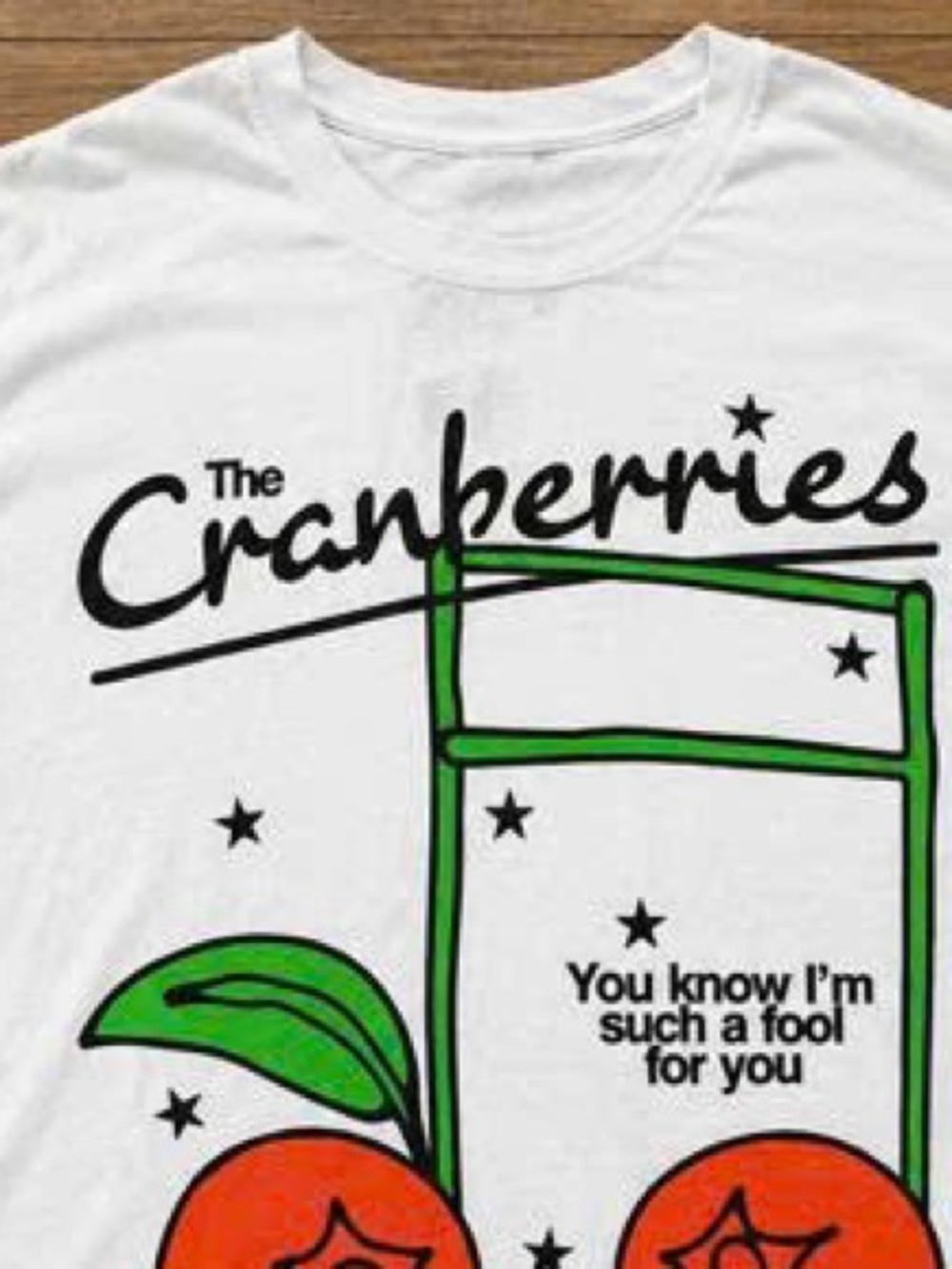 The cranberries Short-Sleeve Tee with Red Cherry Graphic and Green Stem - Picture 3 of 5